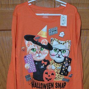 The Children's Place Girls Size XL 14 Cat Halloween Long Sleeve T-shirt NEW NWT
